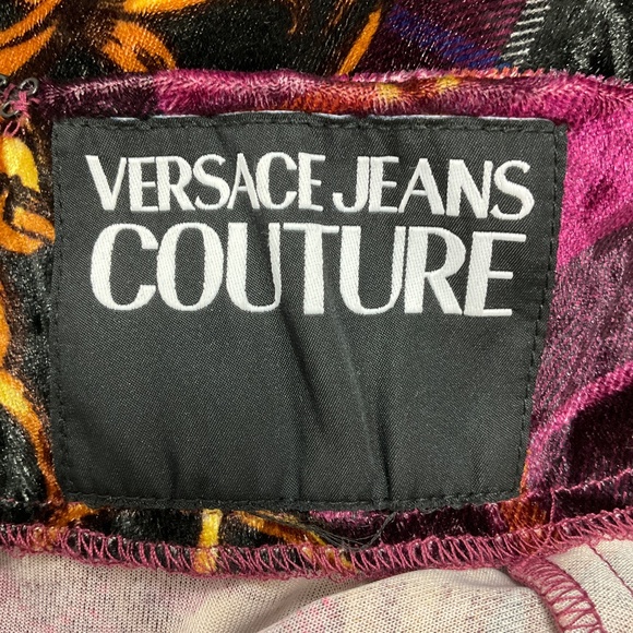 VERSACE JEANS COUTURE PURPLE / GOLD MULTI TARTAN BAROQUE PRINT DRESS - Picture 4 of 6
